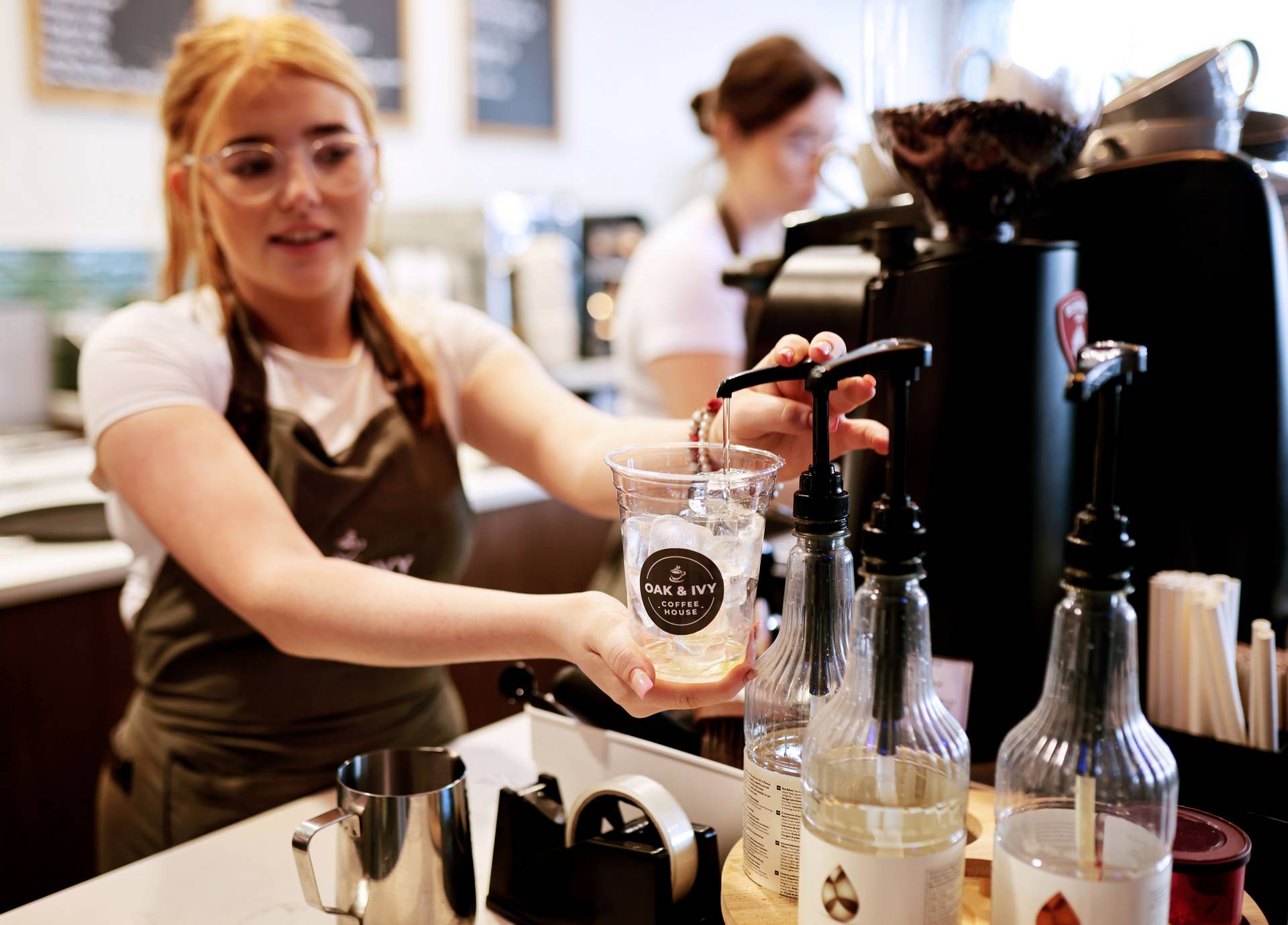 Barista preparing a drink