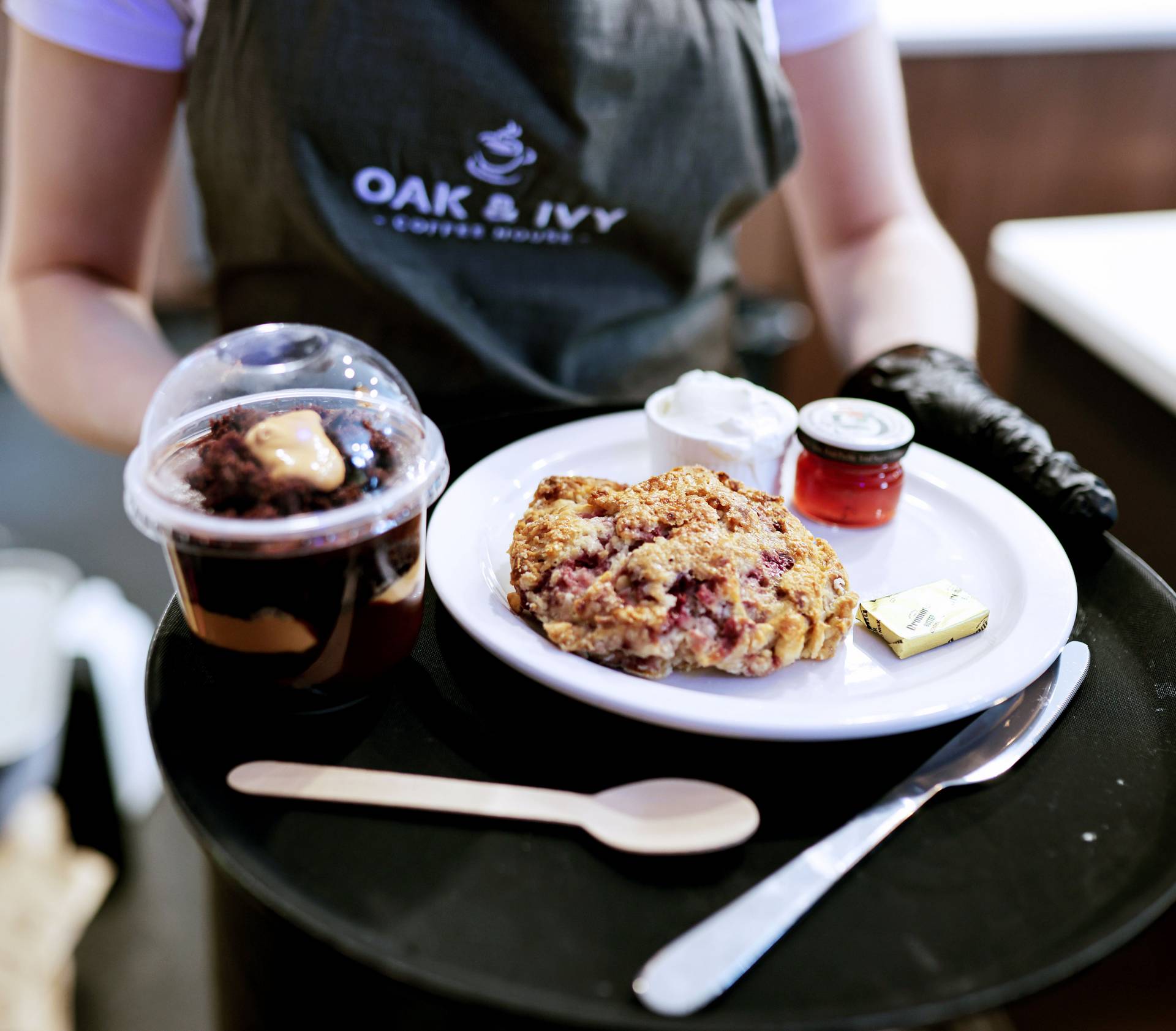 Scone with jam and cream