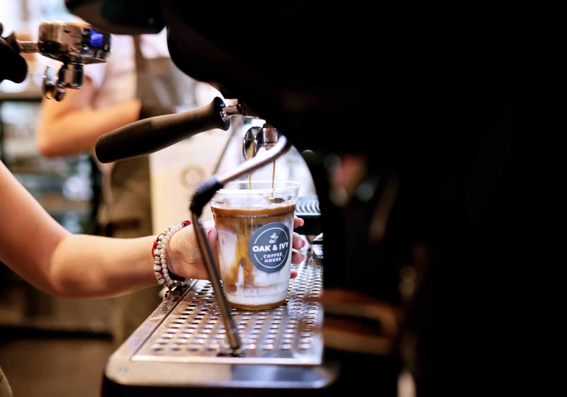 Iced coffee being made